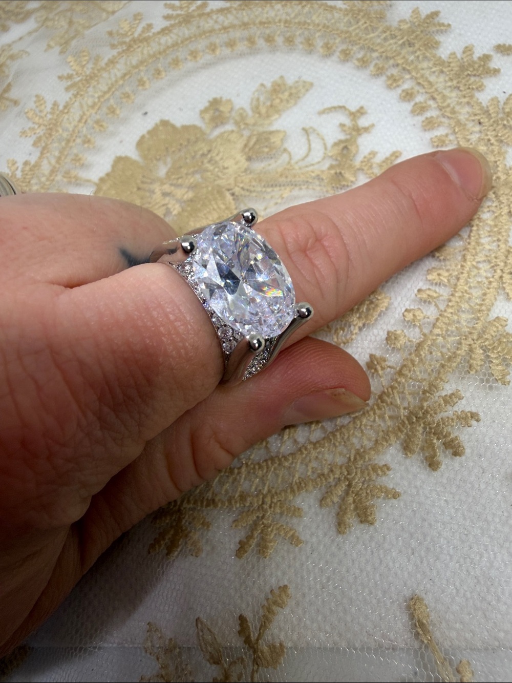 6 Carat Oval Moissanite Ring | 925 Sterling Silver | Size 7 | Limited Production
